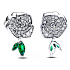 Charm Sterling silver 925 Rose in bloom, bead on bracelet nature
