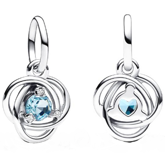 Charm Sterling silver 925 Aqua circle of eternity March, pendant on bracelet symbol