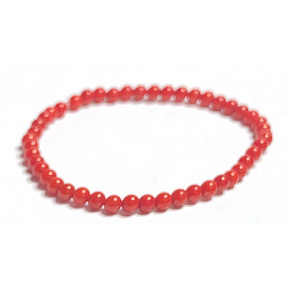 Coral Bamgbus red bracelet elastic natural stone, ball 4 mm / 16 - 17 cm