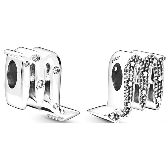 Charm Sterling silver 925 Zodiac sign Glittering Scorpio, bead for bracelet