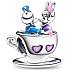 Charm Sterling silver 925 Disney Disneyland Donald Duck and Daisy in a cup, bead for bracelet