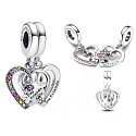 Charm Sterling silver 925 Friendship divisible pendant Puzzle 2in1, love