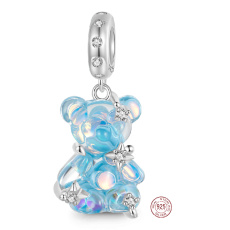 Charm Sterling Silver 925 Bear Blue Fantastic Dream, Animal Bracelet Pendant