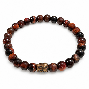 Red Tiger's Eye / Bull's Eye elastic bracelet natural stone, 6 mm bead / 16 - 17 cm, stone of the sun and earth, brings luck and wealth