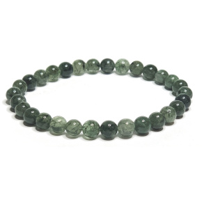 Crystal with actinolite bracelet elastic natural stone, ball 6 mm / 16 - 17 cm, stone stones