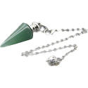 Avanturine green pendulum natural stone 3,5 cm + chain with ball 18 cm, lucky stone