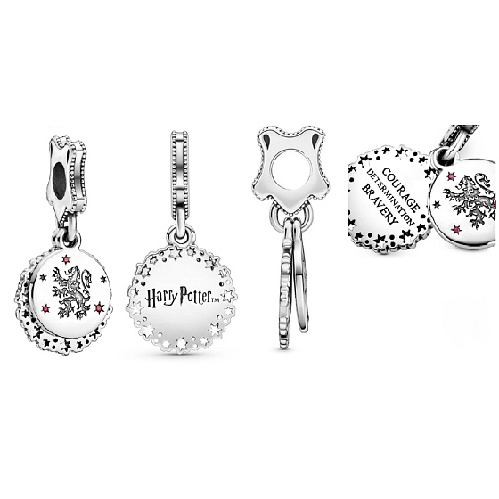 Sterling silver 925 Harry Potter - Gryffindor + cubic zirconia, 2in1 bracelet pendant