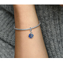 Charm Sterling silver 925 Half moon with royal blue, starry blue and light blue crystal, universe bracelet pendant