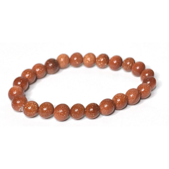 Goldstone zlatý náramek elastický, kámen ambicí kulička 8 mm