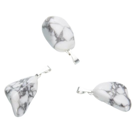 Magnesite / Howlite White Tumbler Pendant natural stone, 2,2-3 cm, 1 piece, cleansing stone