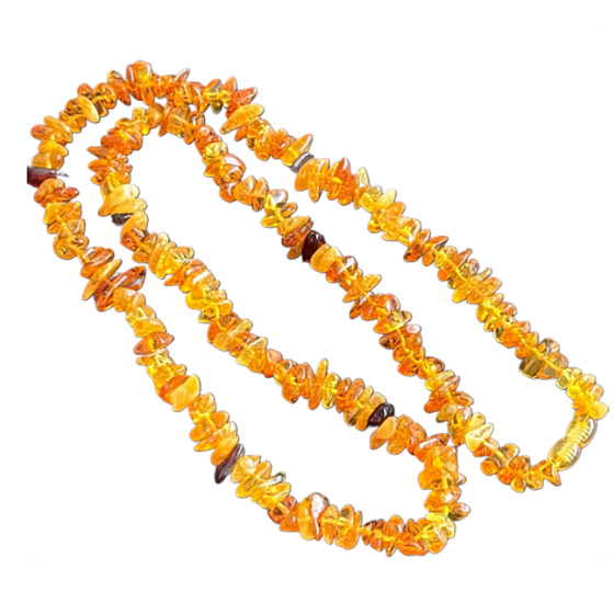 Baltic Amber Necklace Elastic Natural Chipped 65 cm, Wisdom - Health - Kindness