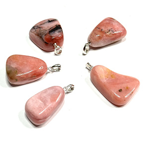 Pink Opal Tumbled Pendant Natural Stone approx. 2.6 cm