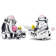 Charm Sterlingové stříbro 925 Disney Dumbo a maminka, korálek na náramek, film Charm Sterlingové stříbro 925 Disney Dumbo a maminka, korálek na náramek, film
