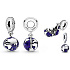 Charm Sterling Silver 925 Earth - Blue Planet, 2-in-1 Opening, Heart Inside, Bracelet Pendant Space