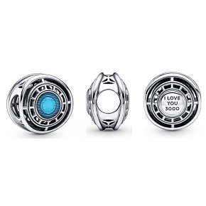 Charm Sterling Silver 925 Marvel The Avengers, Iron Man's Arc Reactor, Bracelet Bead