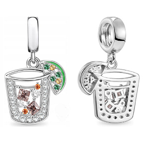 Charm Sterling silver 925 Iced tea and sugar slice, food and drink bracelet pendant