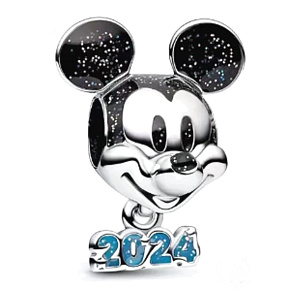 Charm Sterling silver 925 Disney anniversary, happy year 2024, bead on bracelet
