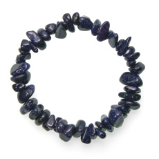 Goldstone / Avanturine blue bracelet elastic chopped natural stone 19 cm, stone of ambition
