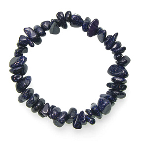 Goldstone / Avanturine blue bracelet elastic chopped natural stone 19 cm, stone of ambition