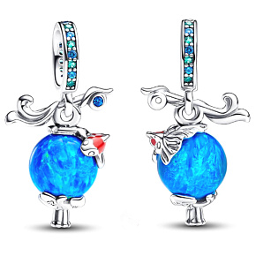 Charm Sterling silver 925 Hanging koi lamp King of Glory, bracelet pendant symbol