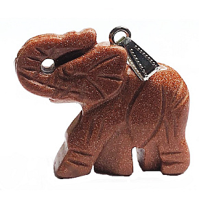 Goldstone gold elephant pendant hand cut figurine 3,5 cm, stone of ambition