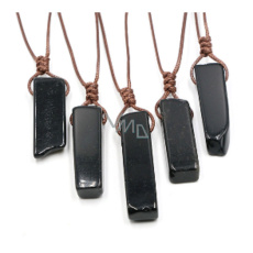 Obsidian pendant adjustable size, stone approx. 3,5 - 5 cm, rope adjustable size approx. 60 - 70 cm, rescue stone Obsidian pendant adjustable size, stone approx. 3,5 - 5 cm, rope adjustable size approx. 60 - 70 cm, rescue stone