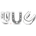 Sterling silver 925 Alphabet letter U, bead for bracelet