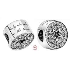 Charm Sterling silver 925 Congratulations with star, stopper, clip bead on anniversary bracelet