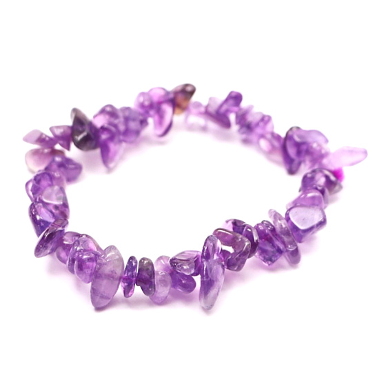 Amethyst bracelet elastic chopped natural stone 16 cm, for children, stone of kings and bishops