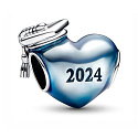 Charm Sterling Silver 925 Graduation Blue Graduation Heart 2024, Graduation Bracelet Bead