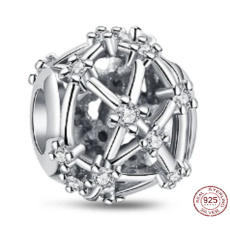 Charm Sterling silver 925 Punched constellations reminiscent of constellations of stars in the sky, bead on the bracelet universe