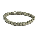 Pyrite elastic bracelet natural stone, cube 6 - 7 mm / 16 - 17 cm, master of confidence and abundance