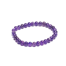 Amethyst bracelet elastic natural stone, ball 6 mm / 16 - 17 cm, stone of kings and bishops