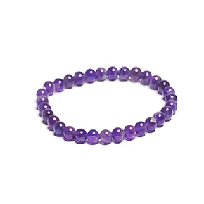 Amethyst bracelet elastic natural stone, ball 6 mm / 16 - 17 cm, stone of kings and bishops