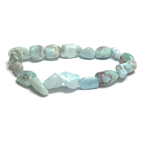 Larimar Troml bracelet elastic natural stone made of shiny and rounded stones 16 - 17 cm, stone of mythical Atlantis