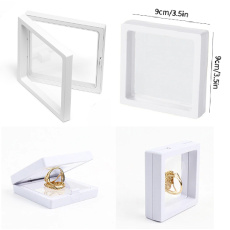 3D universal plastic frame with foil, white 9 x 9 cm