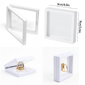 3D universal plastic frame with foil, white 9 x 9 cm