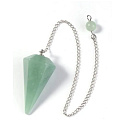 Aventurine green pendulum natural stone 2,5 cm + 18 cm chain with bead, lucky stone