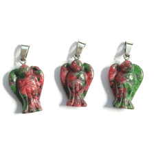 Anyolite / Ruby in Zoisite Angel protector pendant natural stone 25 x 21 x 5 mm, relieves in times of mourning