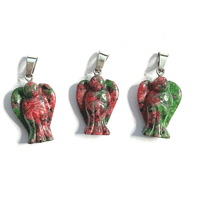 Anyolite / Ruby in Zoisite Angel protector pendant natural stone 25 x 21 x 5 mm, relieves in times of mourning