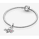 Sterling silver 925 Around the world, plane, globe and suitcase, 3in1 travel bracelet pendant