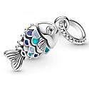 Sterling silver 925 Blue scaly fish, animal bracelet pendant
