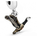 Sterling Silver 925 Canada Goose and Maple Leaf Pendant Travel Bracelet