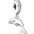 Sterling silver 925 Dolphin with cubic zirconia, animal bracelet pendant
