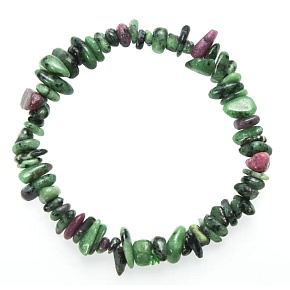 Anyolite / Ruby in Zoisite elastic bracelet with natural stone chips 19 cm, harmony, independent decision-making