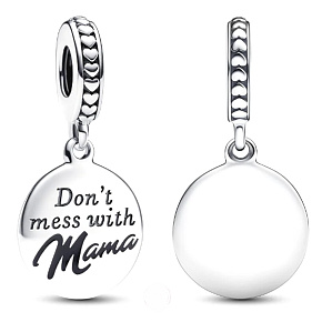 Charm Sterling Silver 925 Mama - Don't Mess with Mom, Engravable Pendant Family Bracelet