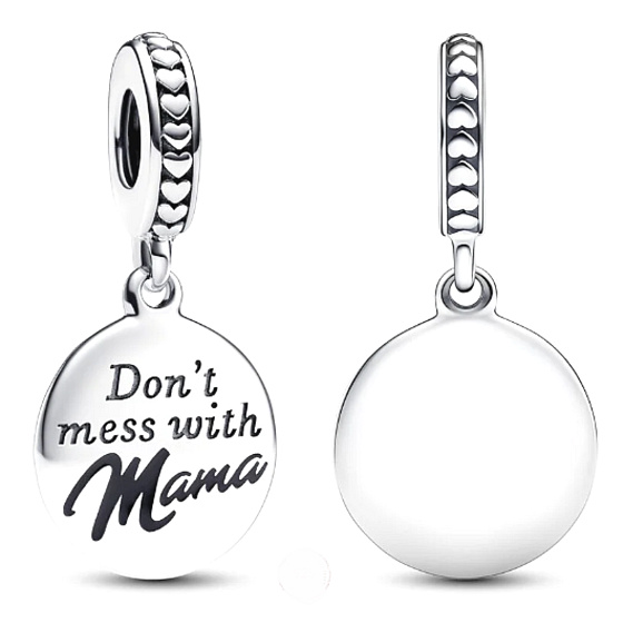 Charm Sterling Silver 925 Mama - Don't Mess with Mom, Engravable Pendant Family Bracelet