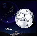 Leo zodiac sign, pendant for bracelet silver + cubic zirconia, ball 9 mm 1 piece