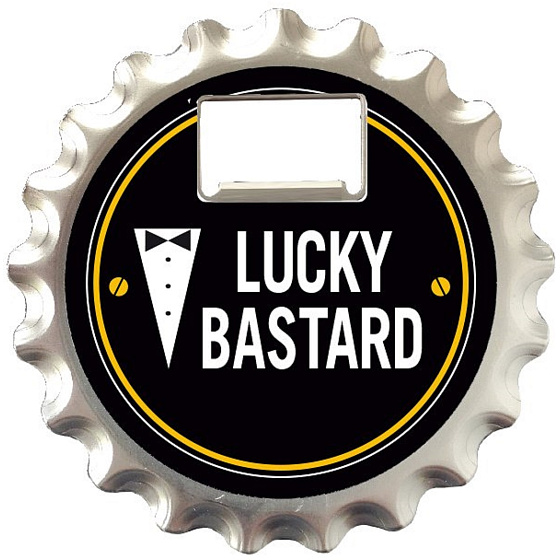 Nekupto Lucky Bastard bottle opener, coaster and magnet 10 cm