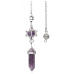 Amethyst Merkaba + pendulum, natural stone pendant 71 x 8 x 8 mm, , stone of kings and bishops